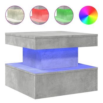 Mesa De Café - Mesa De Centro Con Luces Led Gris Hormigón 50x50x40 Cm