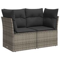 sofa de jardin con cojines 2 plazas  sofa de exterior ratan sintetico gris