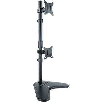 TOOQ DB1703TNV-B - Soporte de Mesa con Peana | Giratorio e Inclinable | para Montaje de 2 Pantallas Monitores en Vertical de 17” a 32” | Hasta 9Kg | Color Negro