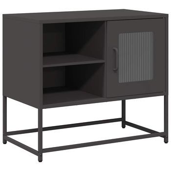 Mueble Para Tv | Mueble De Salón | Mesa De Tv De Acero Negro 68x39x60,5 Cm
