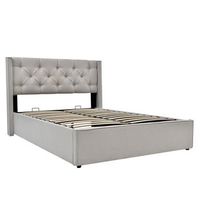 cama tapizada hidraulica de 140x200cm-base de laminas metalicas-gris claro