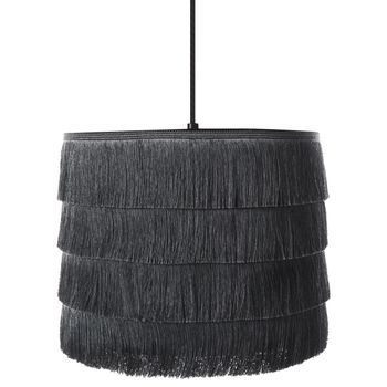 Lámpara Colgante De Diseño Moderno Lámpara De Techo Pantalla Con Flecos Tejido De Poliéster Negro Suapure