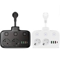 regleta de alimentacion de 2500w 10a con enchufe europeo2ac3usb-ausb-ccargador rapidoextension electrica con interr