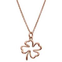 cadena con colgante trebol acero inoxidable oro rosa