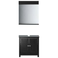 juego de muebles de bano berg 2 pzas madera maciza pino negro vidaxl