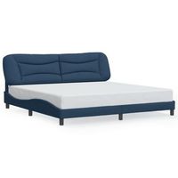 cama matrimonial  cama para adultos  estructura de cama con cabecero de tela azul 200x200 cm cfw887919