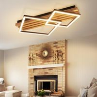 plafones led madera 36w cuadrada geometrica regulable con mando 55 cm zmh