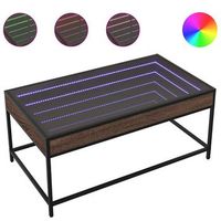 mesa de centro con infinity led marron roble 90x50x41 cm vidaxl