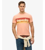 superdry para hombre m1012137b camiseta terrain logo stripe relaxed naranja s casual algodon manga corta