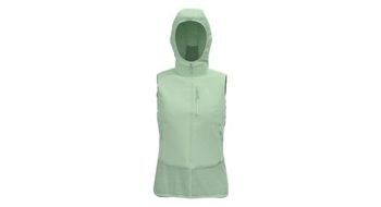 Chaqueta hibrida sin mangas para mujer odlo ascent verde claro