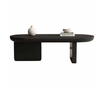 Mesa de centro 119,7 x 49,8 x 35,5 cm - moderna minimalista, ovalada, mdf con acabado en pintura pulverizada, mesa de salón, sofá y café - negro