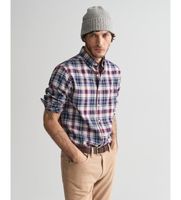 gant para hombre 3240218 camisa de franela regular fit jaspe de cuadros escoceses marino s casual algodon manga larga