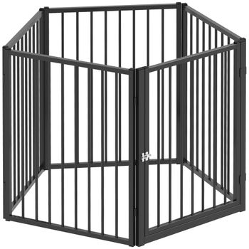 PawHut Parque para perros, parque para animales, 5 paneles, valla portátil plegable, seguro, Negro   Aosom España