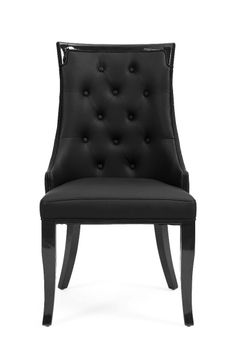 Angelica Black Faux Leather Dining Chairs - Black, 2 Chairs