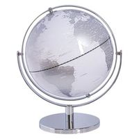 globo terraqueo de mesa moderno giratorio blanco y plateado drake