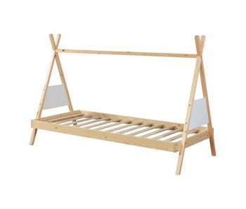 Cama infantil siikajoki estructura tipi madera de pino 90x200 cm - natural/blanco [en.casa]
