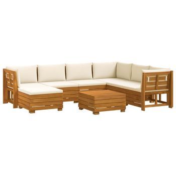 8 Uds. Conjunto De Sofás De Exterior Madera De Acacia Sólida Vidaxl