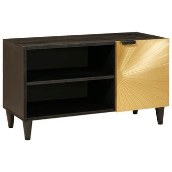Mueble De Tv | Mueble De Salón | Gabinete De Tv Con Estante Negro Y Dorado 80 X 33 X 46 Cm
