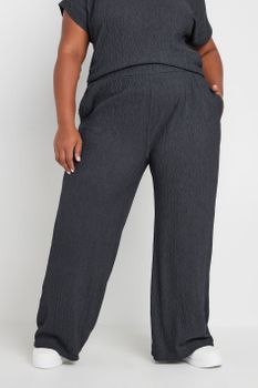 Yours Pantalones Grises Anchos Textura Rugosa, Mujer Curvy Y Tallas Grandes, Yours