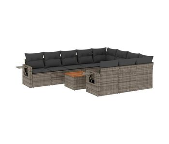Vidaxl set de sofás de jardín 11 pzas y cojines ratán sintético negro