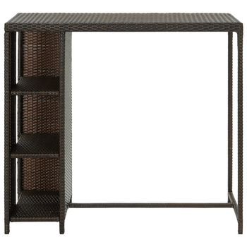 Mesa Bar | Mesa De Bistró Estante Almacenaje 120x60x110cm Ratán Sintético Marrón