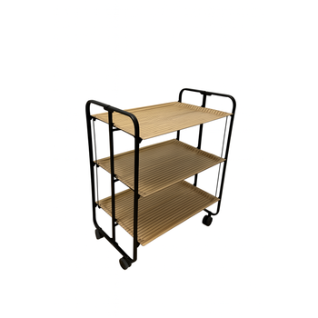 Carrito Auxiliar Plegable Bauhaus Negro Con Ruedas – 3 Niveles Y 3 Posiciones,,efecto Alistonado