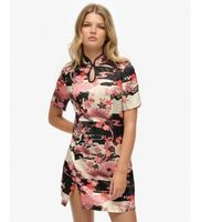 superdry para mujer w8012025a vestido mandarin jacquard rosa m casual fiesta viscosa manga corta