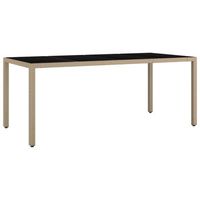mesa de jardin  mesa de exterior ratan beige y superficie de vidrio templado