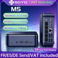 soyo m5 mini pc amd ryzen 3 4300u lpddr4 16gb ram 512gb rom windows 11 pro mini computadora de escritorio salida dual 4k multi-pantalla wifi bluetooth gigabit lan tipo-c micro pc compacto para hogar