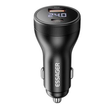 MENSAJE ES-CC17 100W 2-Puerto USB PD Adaptador de Cargador de Coche con USB-A+Type-C PD3.0 QC3.0 AFC FCP SCP PPS VOOC Ca
