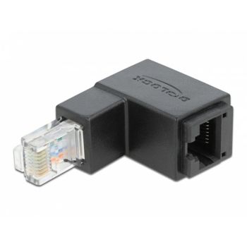 Adaptador DeLOCK RJ45 macho a hembra Cat.6 UTP 90° negro