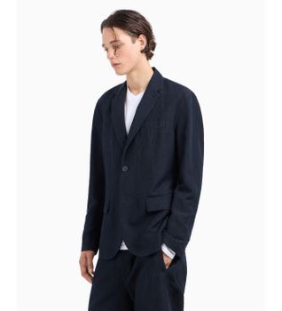 A|X Armani Exchange para hombre. 8NZG15ZNFNZ1583 Americana Sencilla marino (42), Casual, Lino, Clásico