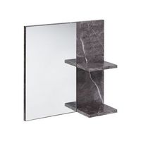 espejo de pared con estante para bano efecto marmol negro pelotas
