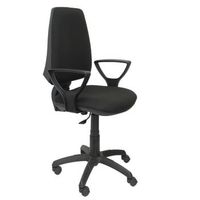 silla de oficina ergonomica con mecanismo permanente y regulable en altura  asiento y respaldo tapizados en tejido bali color negro brazos fijos incluidos piqueras y crespo modelo 14cp