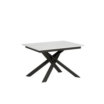 Mesa extensible 90x120/180 cm efecto madera fresno blanco, hierro