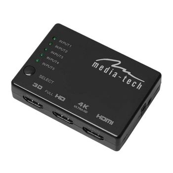 Switch HDMI Media-Tech MT5207 6 Puertos 4K Ultra HD IR Negro