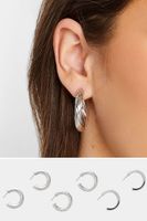 juego 3 pares de pendientes de aros plateados
