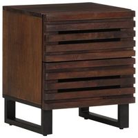 juego de 2 mesitas de noche - mesillas madera maciza de mango 40x34x46 cm mc5740