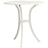 mesa de jardin  mesa de exterior aluminio fundido blanco 62x62x65 cm