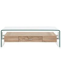 mesa de centromesa auxiliarmesa de cafe de vidrio templado transparente 98x45x31 cm