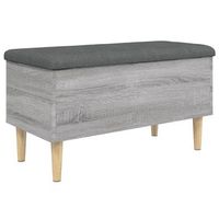 banco con almacenaje y cojin de asiento 82 x 42 x 46 cm madera contrachapada gris dec024809