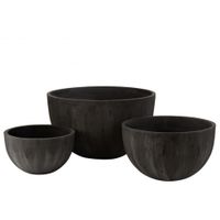 juego de 3 macetas de ceramica negro 60x60x46 cm