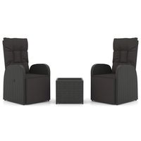 juego salon jardin 3 pzas ratan sintetico y acero negro vidaxl