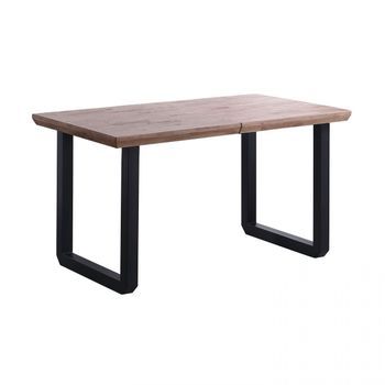 Mesa De Comedor Extensible Con Patas Metálicas 140-220x80cm Roma Roble Honey - Negro 220 X 80 X 77 Cm