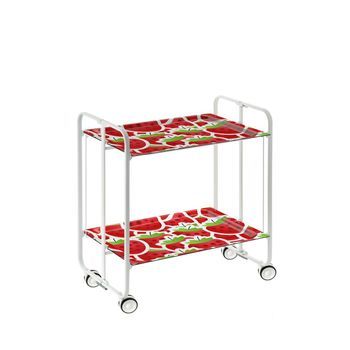 Carrito Auxiliar Plegable Bauhaus Con Ruedas - Armazón Metálico Blanco, 2 Niveles Y 4 Posiciones Ajustables,,57