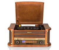 roadstar hif-1993bt equipo de musica hi fi tocadiscos 334578 rpm radio fm reproductor cd-mp3 bluetooth usb  madera