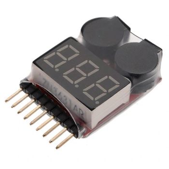 Medidor de voltaje de batería Probador Monitor de batería Alarma de zumbador para batería de 1S-8S Lipo