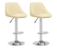 vidaxl taburetes de cocina 2 unidades cuero sintetico color crema