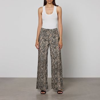 MAX&Co. Parure Snake-Print Cotton-Drill Trousers - UK 12