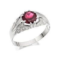 silver garnet signet ring - f5135-x